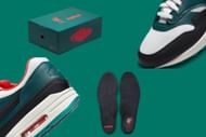 Take a closer look at the heels, toe tops, insoles, and customized shoe boxes of the shoes (Image via Sportskeeda)
